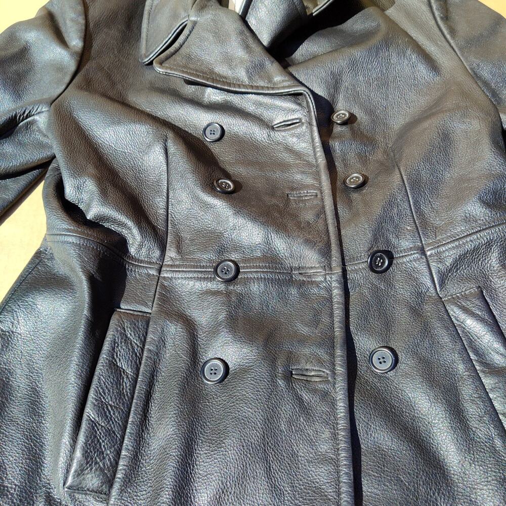 Jones New York Women's Size L Soft Black Genuine Leather Coat Button Down - Picture 5 of 10
